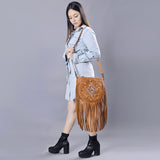 American Darling Messenger Hand Tooled Hair-On Genuine Leather women bag western handbag purse