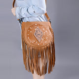 American Darling Messenger Hand Tooled Hair-On Genuine Leather women bag western handbag purse