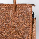 American Darling Hand Tooled Leather Tote Bag  Western Floral Carved Purse