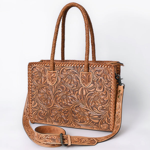 American Darling Hand Tooled Leather Tote Bag | Western Floral Carved Purse - Uhorse