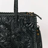 American Darling Hand Tooled Leather Tote Bag  Western Floral Carved Purse