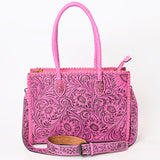 American Darling Hand Tooled Leather Tote Bag  Western Floral Carved Purse
