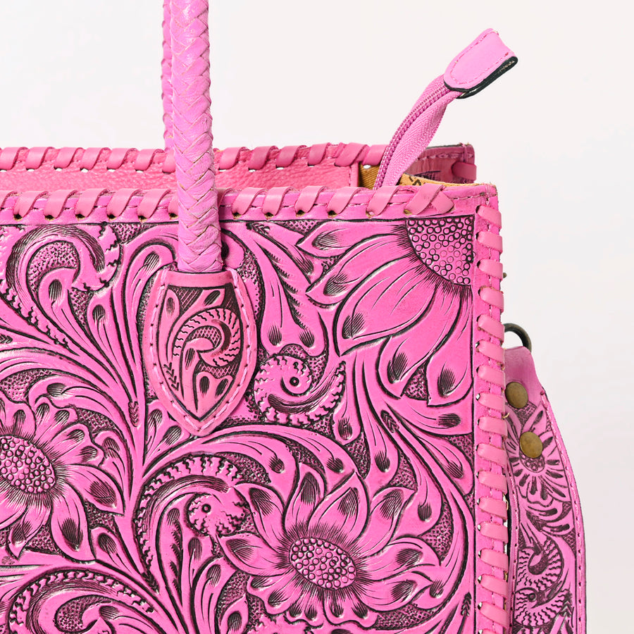 American Darling Hand Tooled Leather Tote Bag  Western Floral Carved Purse