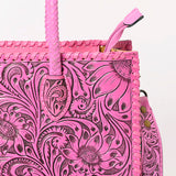American Darling Hand Tooled Leather Tote Bag  Western Floral Carved Purse
