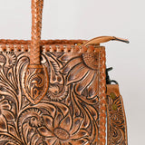 American Darling Hand Tooled Leather Tote Bag  Western Floral Carved Purse