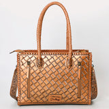 American Darling Hand Tooled Leather Tote Bag  Western Floral Carved Purse