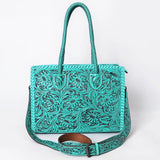American Darling Hand Tooled Leather Tote Bag  Western Floral Carved Purse