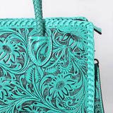 American Darling Hand Tooled Leather Tote Bag  Western Floral Carved Purse