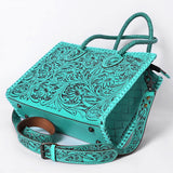 American Darling Hand Tooled Leather Tote Bag  Western Floral Carved Purse