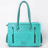 American Darling Hand Tooled Leather Tote Bag  Western Floral Carved Purse