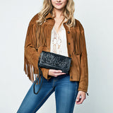 American Darling Clutch Hand Tooled Genuine Leather women bag western