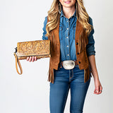 American Darling Clutch Hand Tooled Genuine Leather women bag western