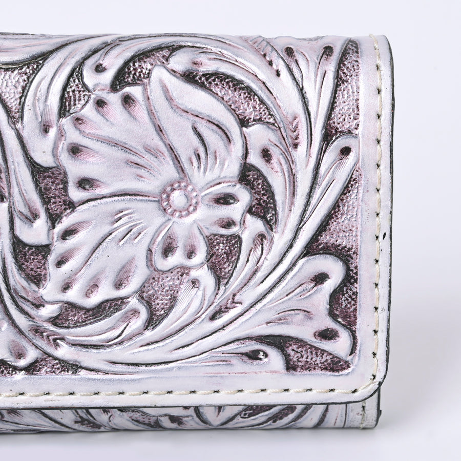 American Darling Western Leather Clutch Wallet Hand Tooled Floral Carved with Wristlet Strap