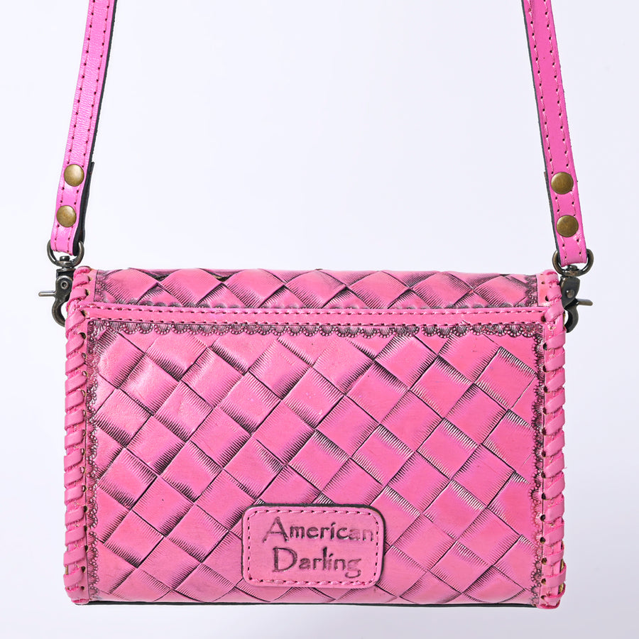 American Darling Western Leather Crossbody Bag Hand Tooled Floral Carved Shoulder Purse with Whipstitch Detail & Adjustable Strap for Women