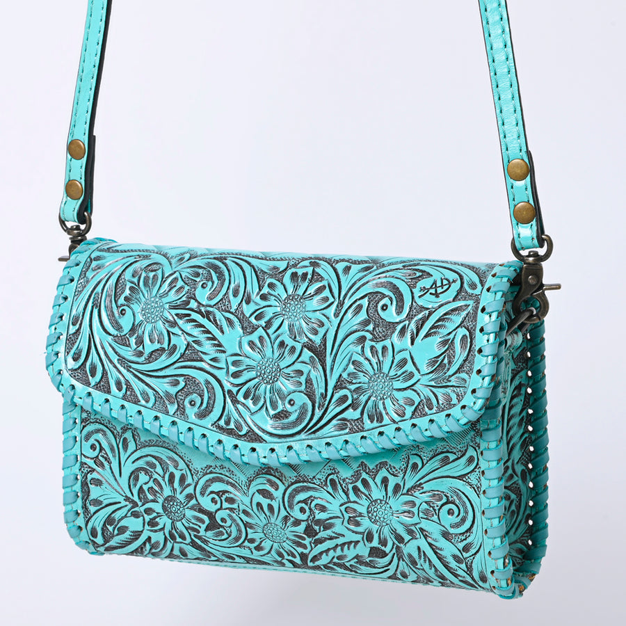 American Darling Hand Tooled Floral Leather Crossbody Bag Western Purse - Uhorse