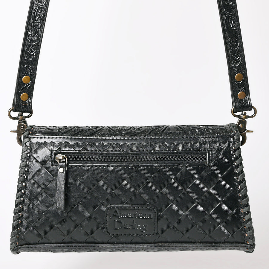 American Darling Western Leather Wallet Bag Hand Tooled Floral Carved Purse with Cutout Handle