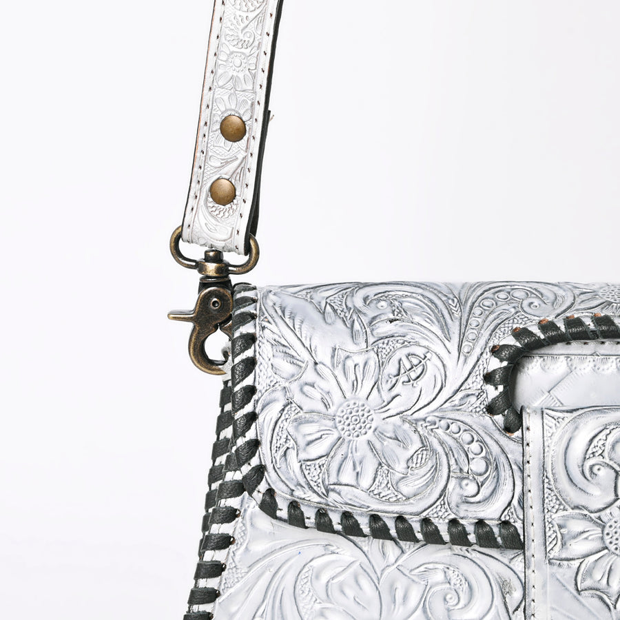 American Darling Western Leather Wallet Bag Hand Tooled Floral Carved Purse with Cutout Handle