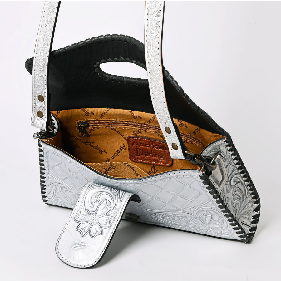 American Darling Western Leather Wallet Bag Hand Tooled Floral Carved Purse with Cutout Handle