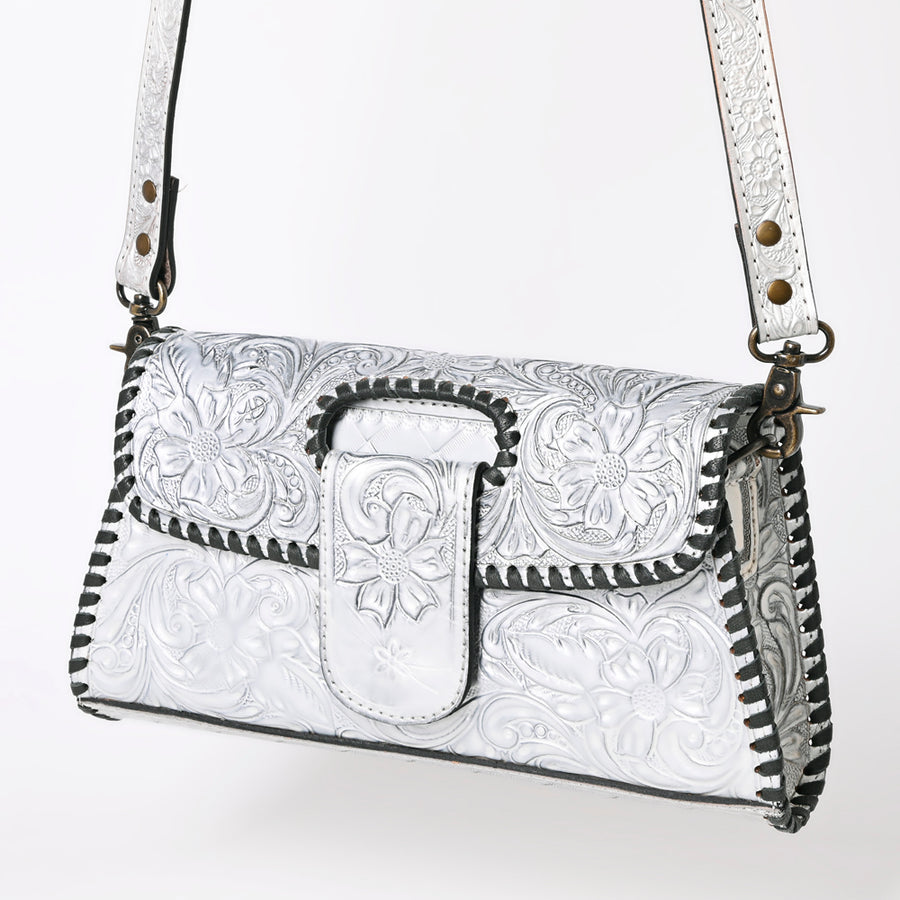 American Darling Hand Tooled Floral Leather Wallet Bag Clutch and Crossbody Handbag - Uhorse