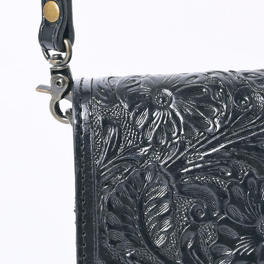 American Darling Western Leather Cell Phone Bag Hand Tooled Floral Carved Crossbody Purse with Adjustable Strap