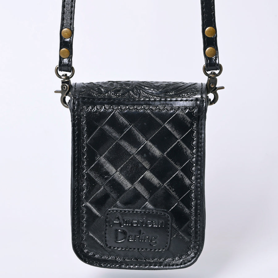 American Darling Western Leather Cell Phone Bag Hand Tooled Floral Carved Crossbody Purse with Adjustable Strap