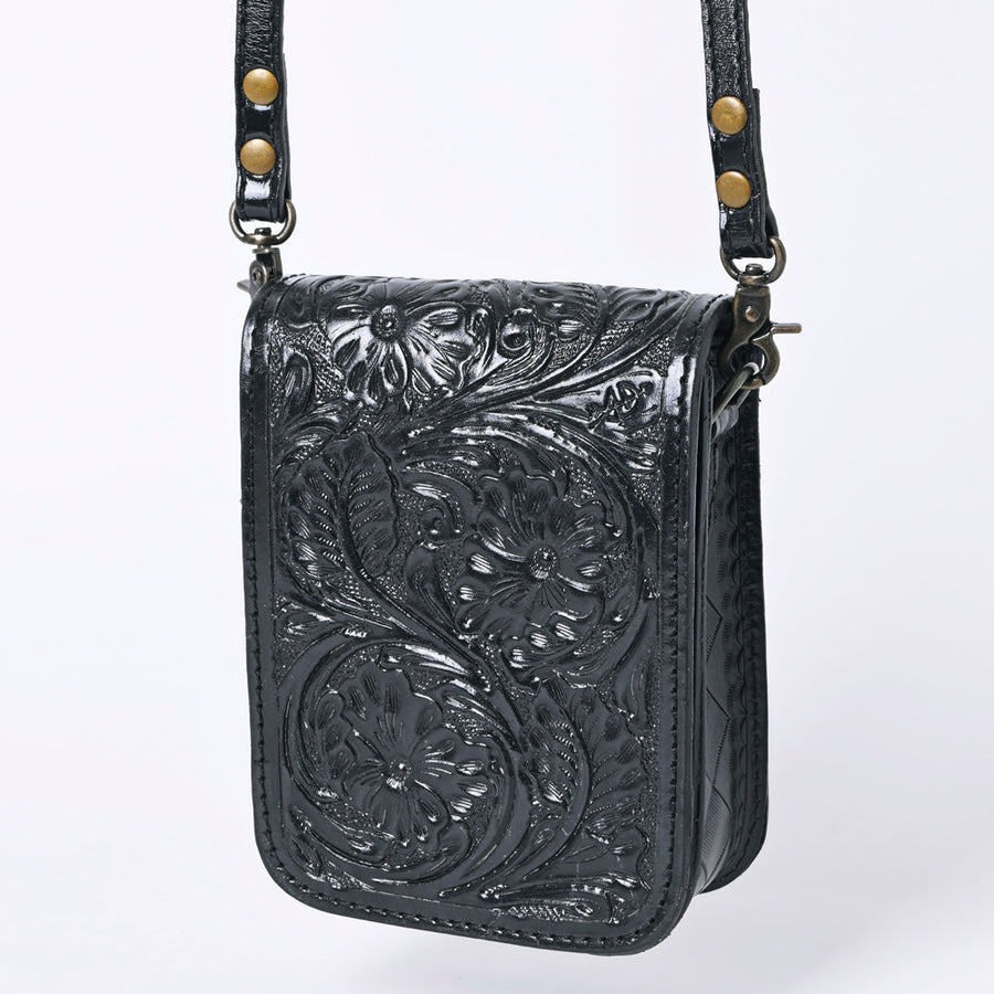American Darling Hand Tooled Floral Leather Cell Phone Bag Western Crossbody - Uhorse