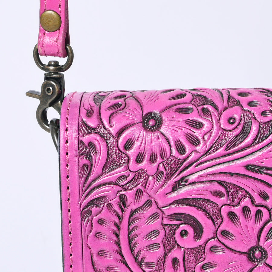 American Darling Western Leather Cell Phone Bag Hand Tooled Floral Carved Crossbody Purse with Adjustable Strap