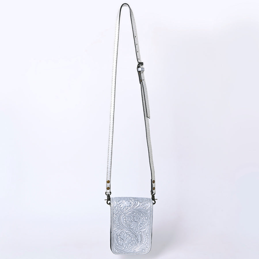 American Darling Western Leather Cell Phone Bag Hand Tooled Floral Carved Crossbody Purse with Adjustable Strap