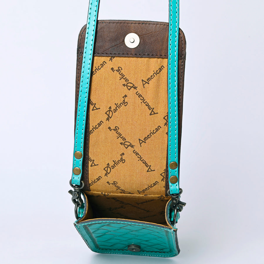 American Darling Western Leather Cell Phone Bag Hand Tooled Floral Carved Crossbody Purse with Adjustable Strap