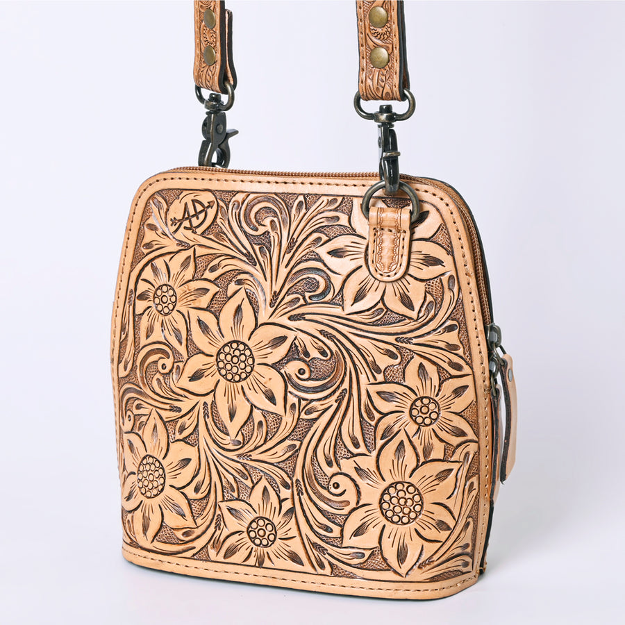 American Darling Hand Tooled Floral Leather Crossbody Bag - Uhorse