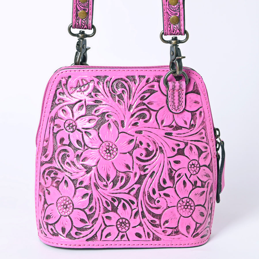 American Darling Western Leather Crossbody Bag Hand Tooled Floral Carved Purse with Adjustable Strap