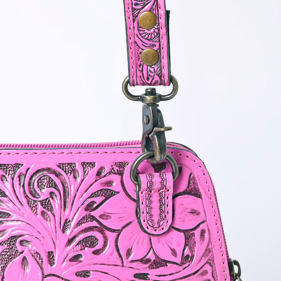 American Darling Western Leather Crossbody Bag Hand Tooled Floral Carved Purse with Adjustable Strap