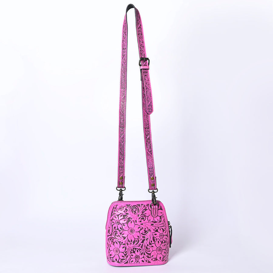 American Darling Western Leather Crossbody Bag Hand Tooled Floral Carved Purse with Adjustable Strap