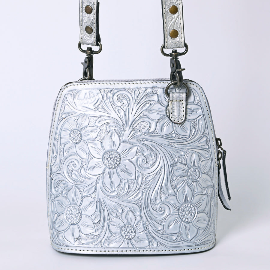 American Darling Western Leather Crossbody Bag Hand Tooled Floral Carved Purse with Adjustable Strap