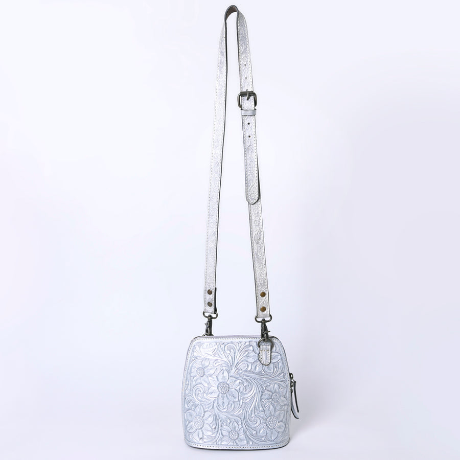 American Darling Western Leather Crossbody Bag Hand Tooled Floral Carved Purse with Adjustable Strap