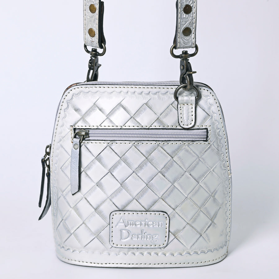 American Darling Western Leather Crossbody Bag Hand Tooled Floral Carved Purse with Adjustable Strap