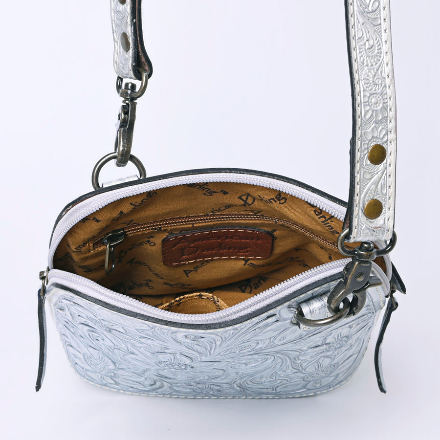 American Darling Western Leather Crossbody Bag Hand Tooled Floral Carved Purse with Adjustable Strap