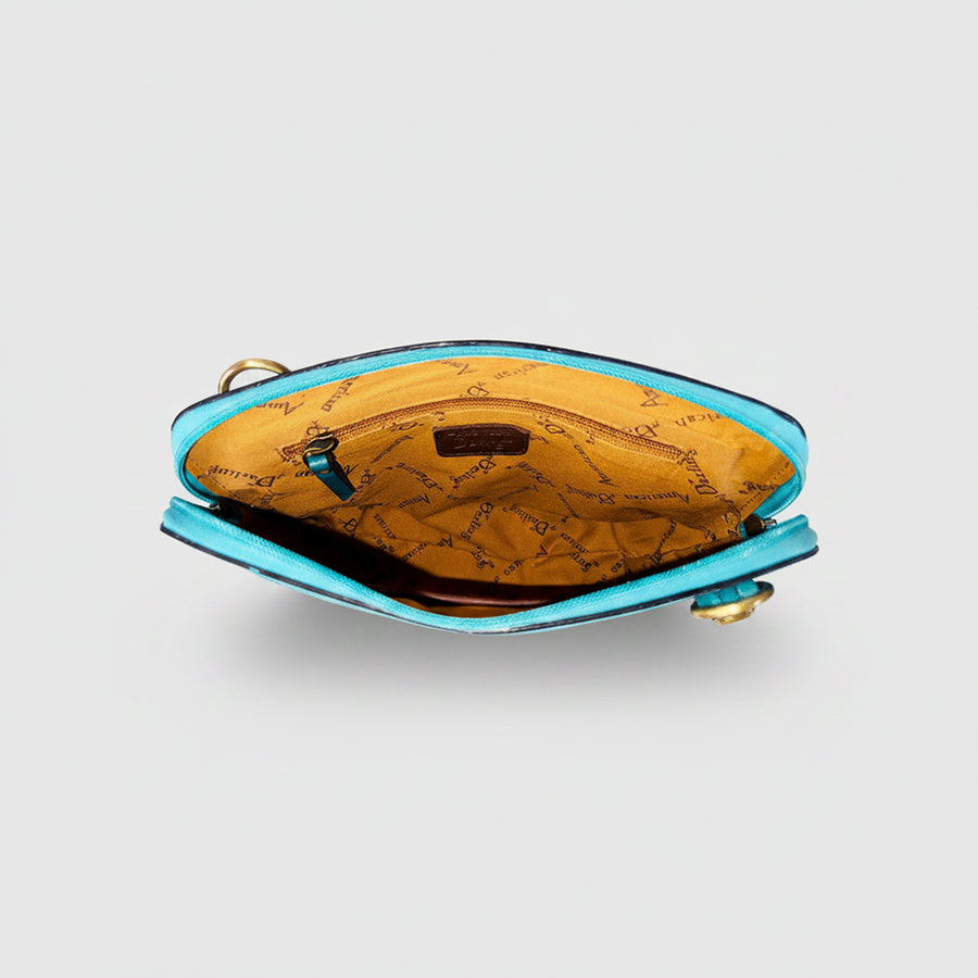 American Darling Western Leather Crossbody Bag Hand Tooled Floral Carved Purse with Adjustable Strap