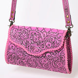 American Darling Clutch Hand Tooled Genuine Leather Western Women Bag Handbag Purse Pink | Leather Clutch Bag | Clutch Purses for Women | Cute Clutch Bag | Clutch Purse