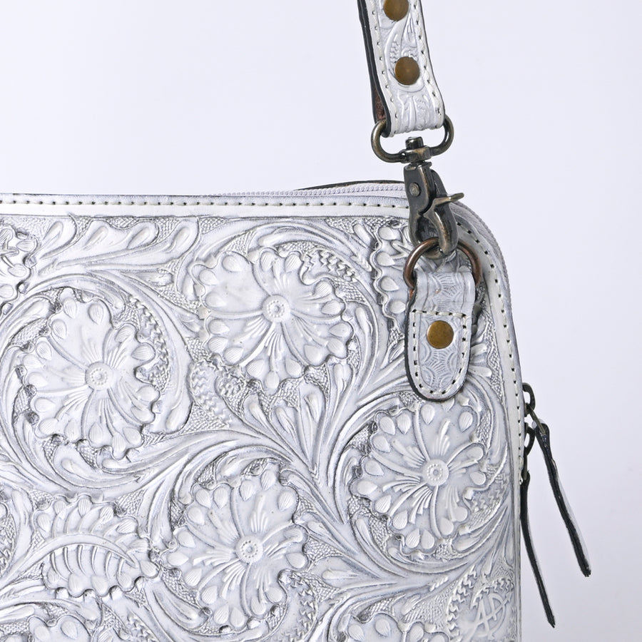 American Darling Western Crossbody Bag for Women Hand Tooled Floral Leather Purse with Adjustable Strap