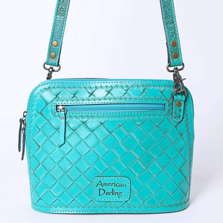 American Darling Western Crossbody Bag for Women Hand Tooled Floral Leather Purse with Adjustable Strap