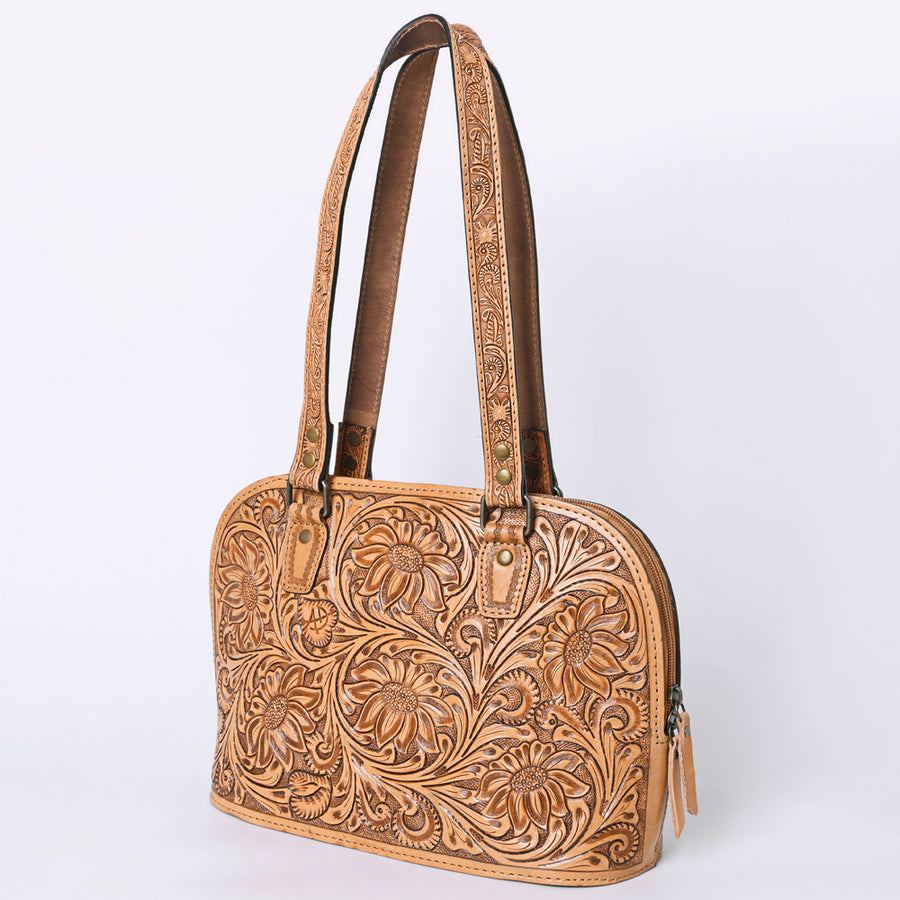 American Darling Hand Tooled Floral Leather Tote Bag Western Purse - Uhorse