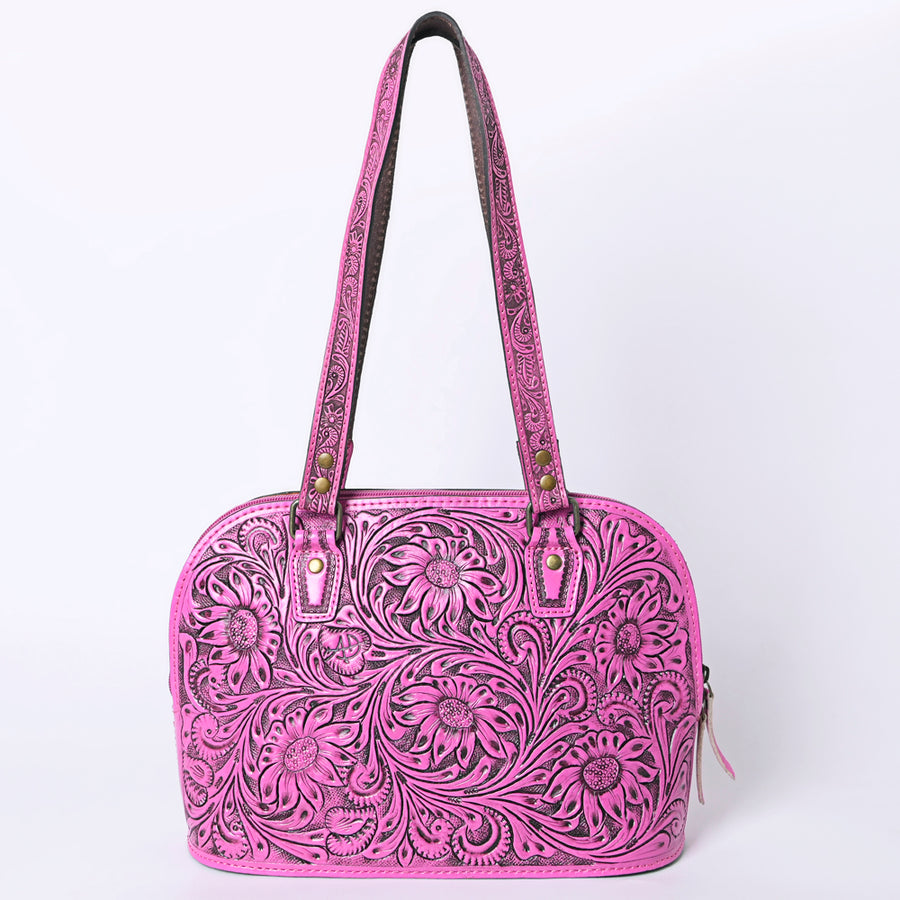 American Darling Western Leather Tote Bag Hand Tooled Floral Carved Purse with Quilted Back & Tooled Straps for Women