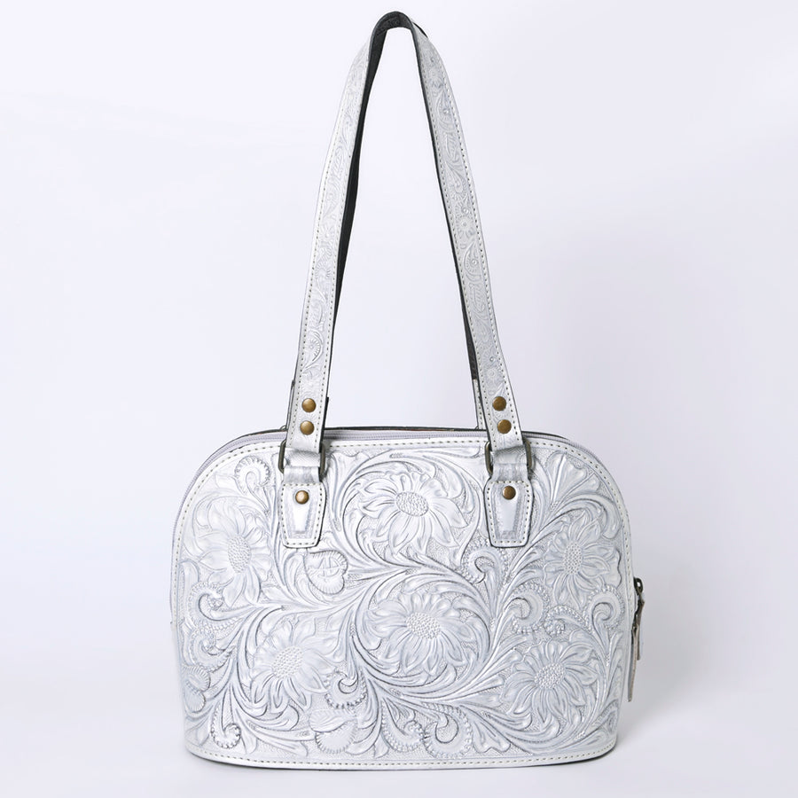 American Darling Western Leather Tote Bag Hand Tooled Floral Carved Purse with Quilted Back & Tooled Straps for Women