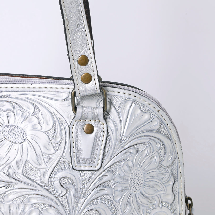 American Darling Western Leather Tote Bag Hand Tooled Floral Carved Purse with Quilted Back & Tooled Straps for Women