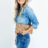 American Darling Clutch Hand Tooled Genuine Leather women bag western