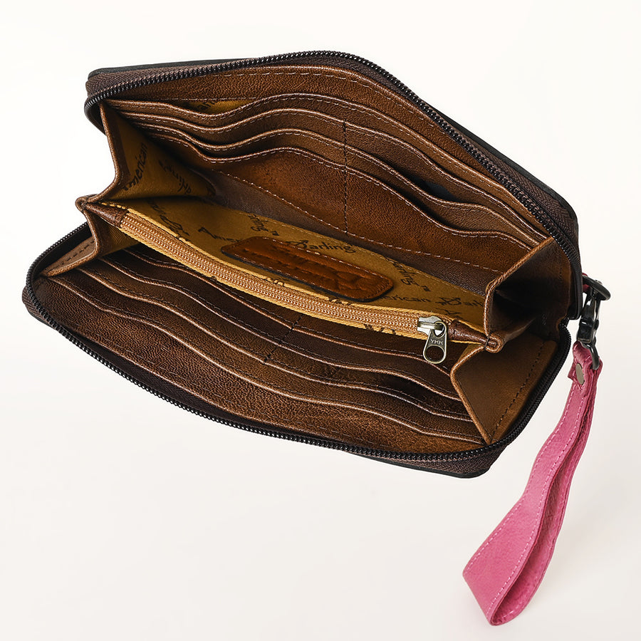 American Darling Clutch Hand Tooled Genuine Leather Western Women Bag Handbag Purse Tan | Purses for Cute