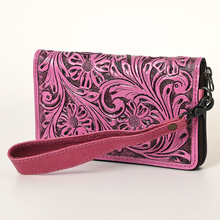 American Darling Hand-Tooled Western Leather Clutch - Genuine Carved Artisan Women's Wristlet Bag - Uhorse