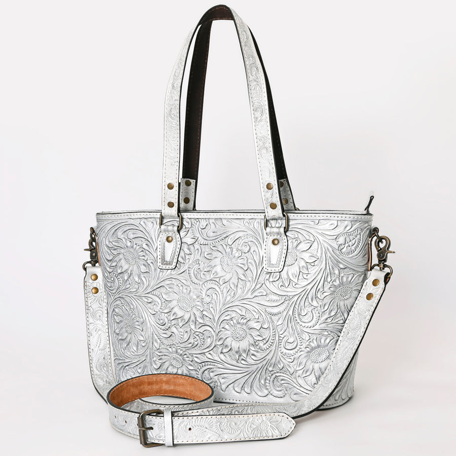 American Darling Hand Tooled Leather Tote | Western Floral Carved Purse - Uhorse