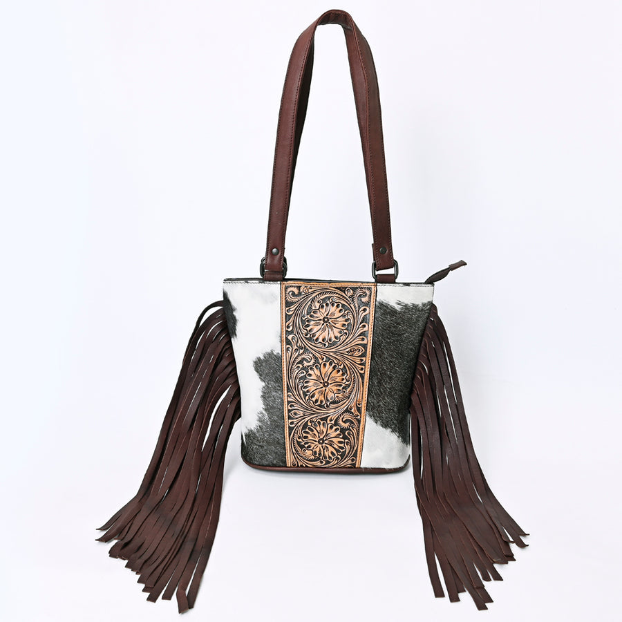 American Darling Tote Hand Tooled Hair on Genuine Leather Western Women Bag Handbag Purse | Travel Bags